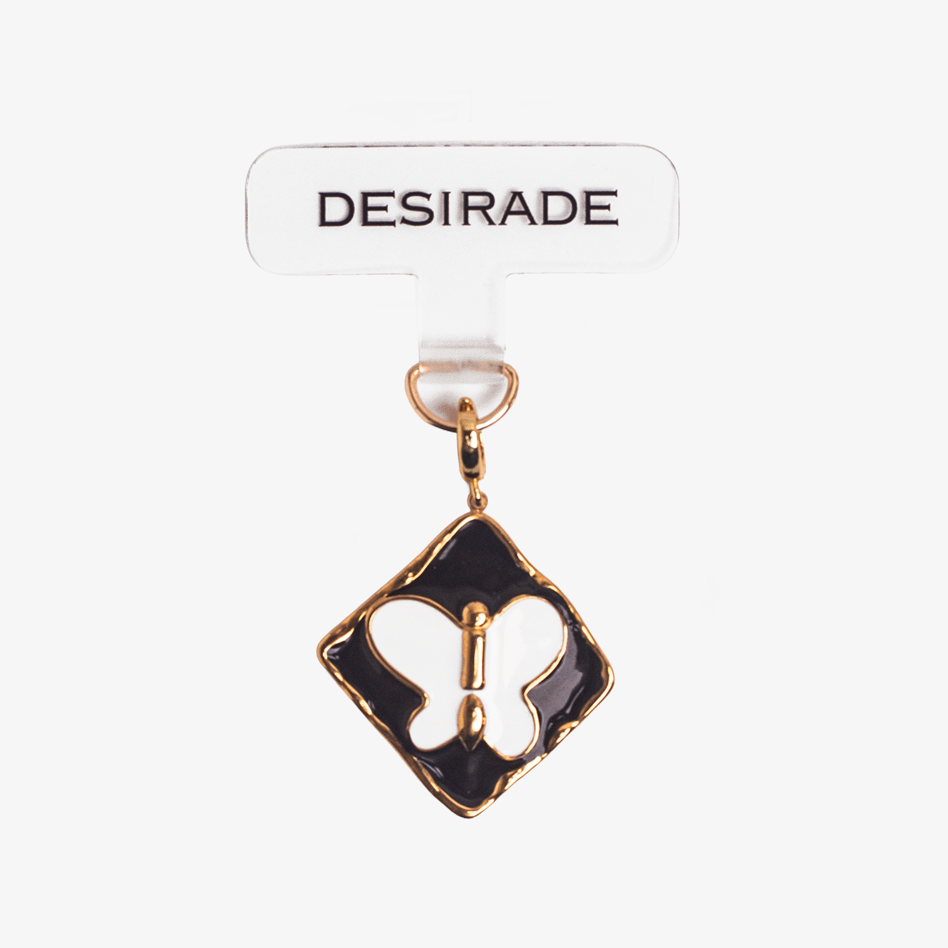 Butterfly Noir: Adaptor + Charm Fluture Alb & Negru – 18K Edition