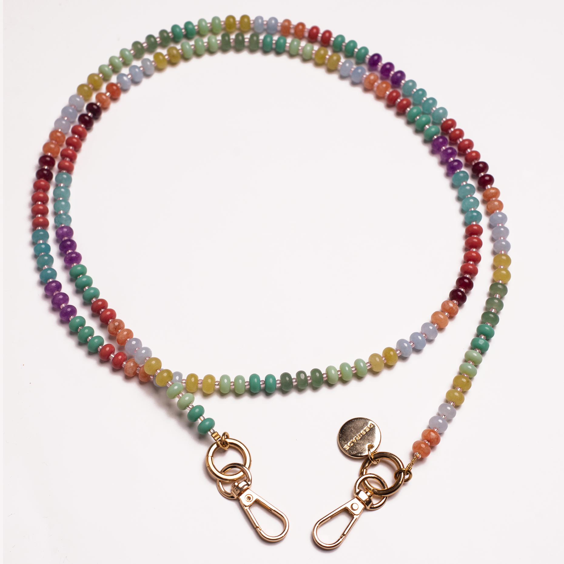 VIA DEI COLORI – Strap crossbody pentru telefon din pietre naturale 120cm