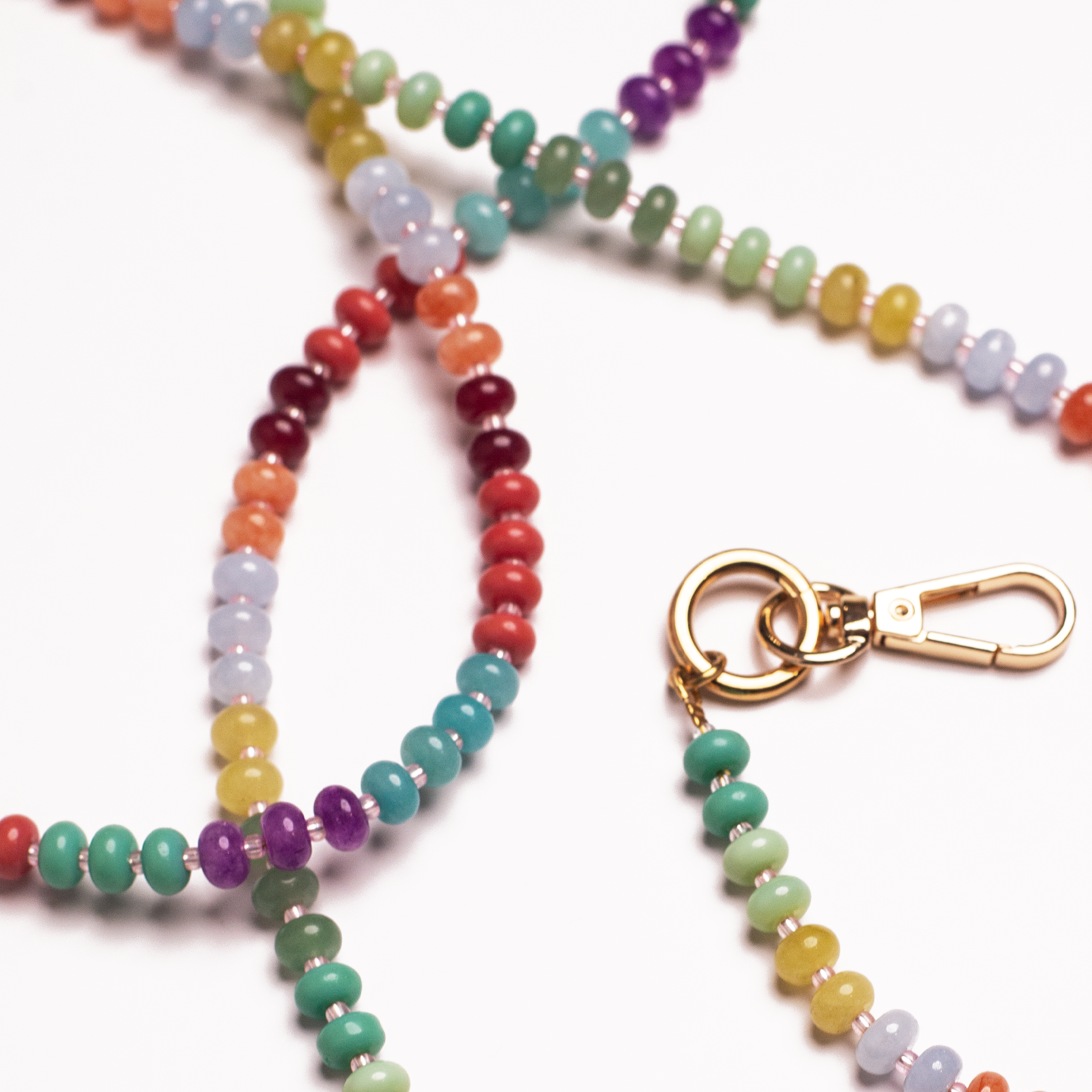 VIA DEI COLORI – Strap crossbody pentru telefon din pietre naturale 120cm